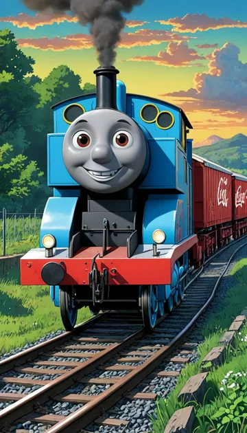 cover of lighting mcqueen chases Thomas the tank engine for Coca Cola