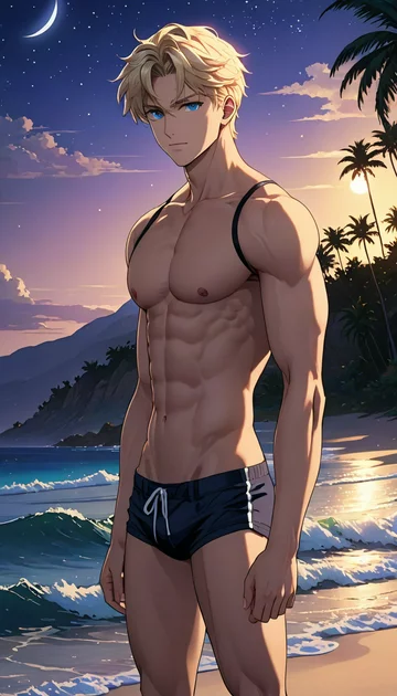 cover of Moonlit Gay Beach Romp