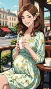 Pregnancy Reveal at the Cafe