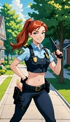 Jogging with Busty Cop