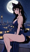 Moonlit Tryst with a Cat Girl