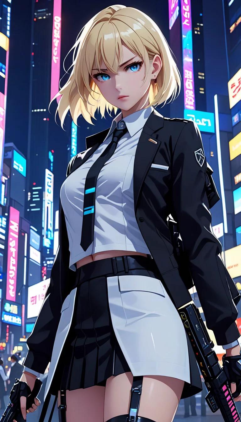 Museland-Cyberpunk Blonde Anime-BlondeAnimeGirlWithAssassin