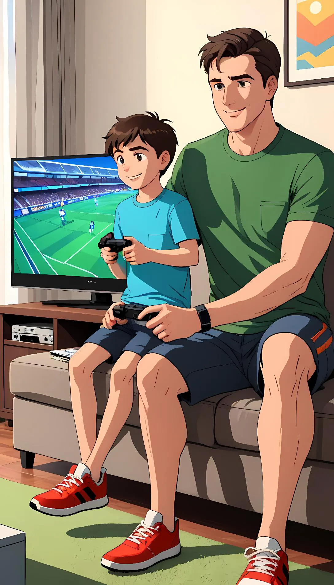 Museland-Dad and son just playing video games an-