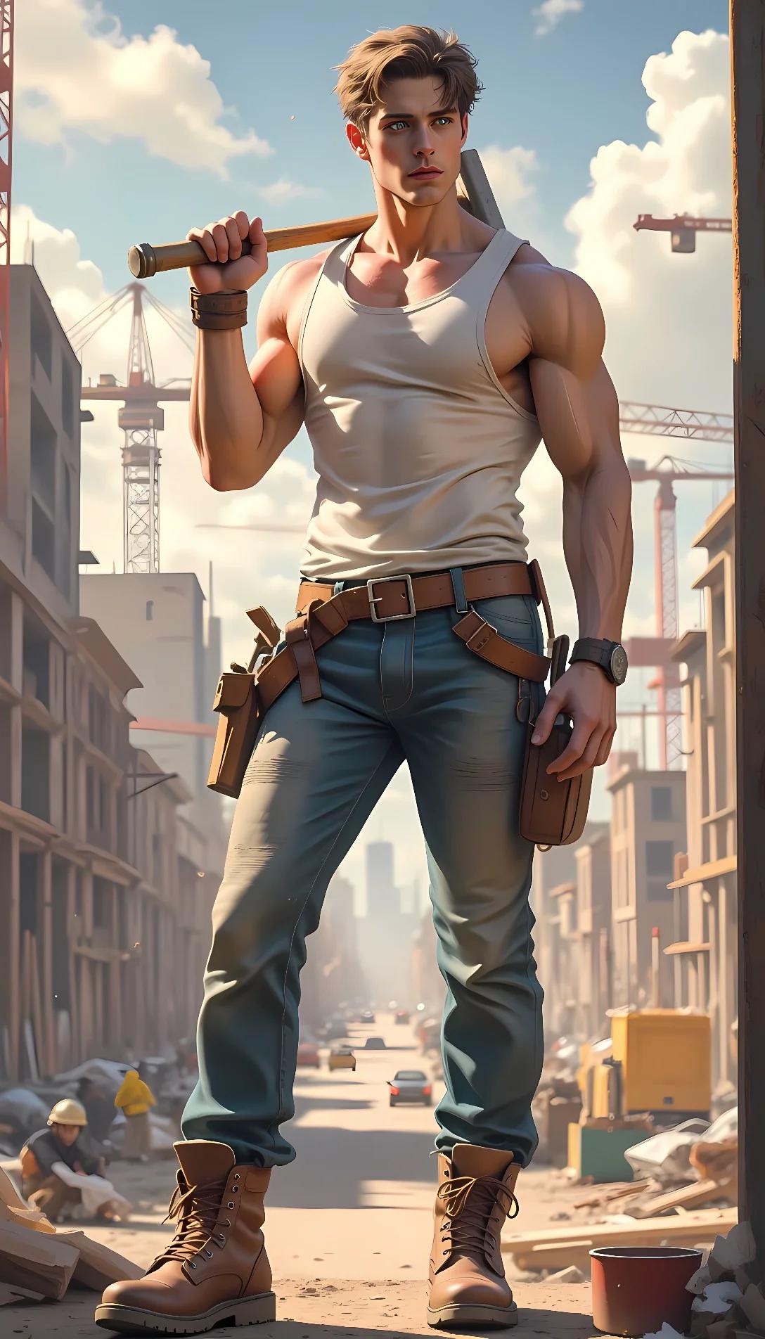 Museland-Johnny has a crush on fhe bosses Son-romantic-handsome-constructionworker