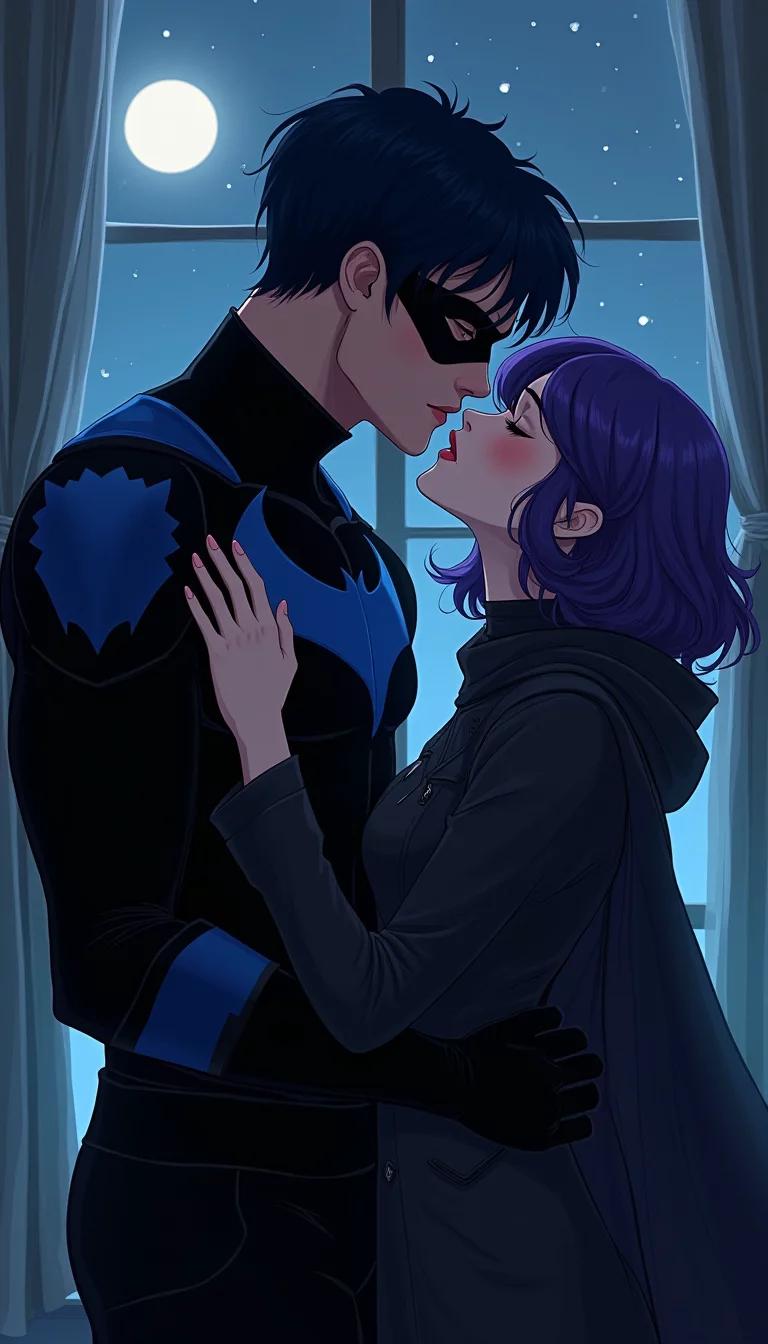 Museland-Nightwing and Raven husband and wife bed-teen-Titans-lovers