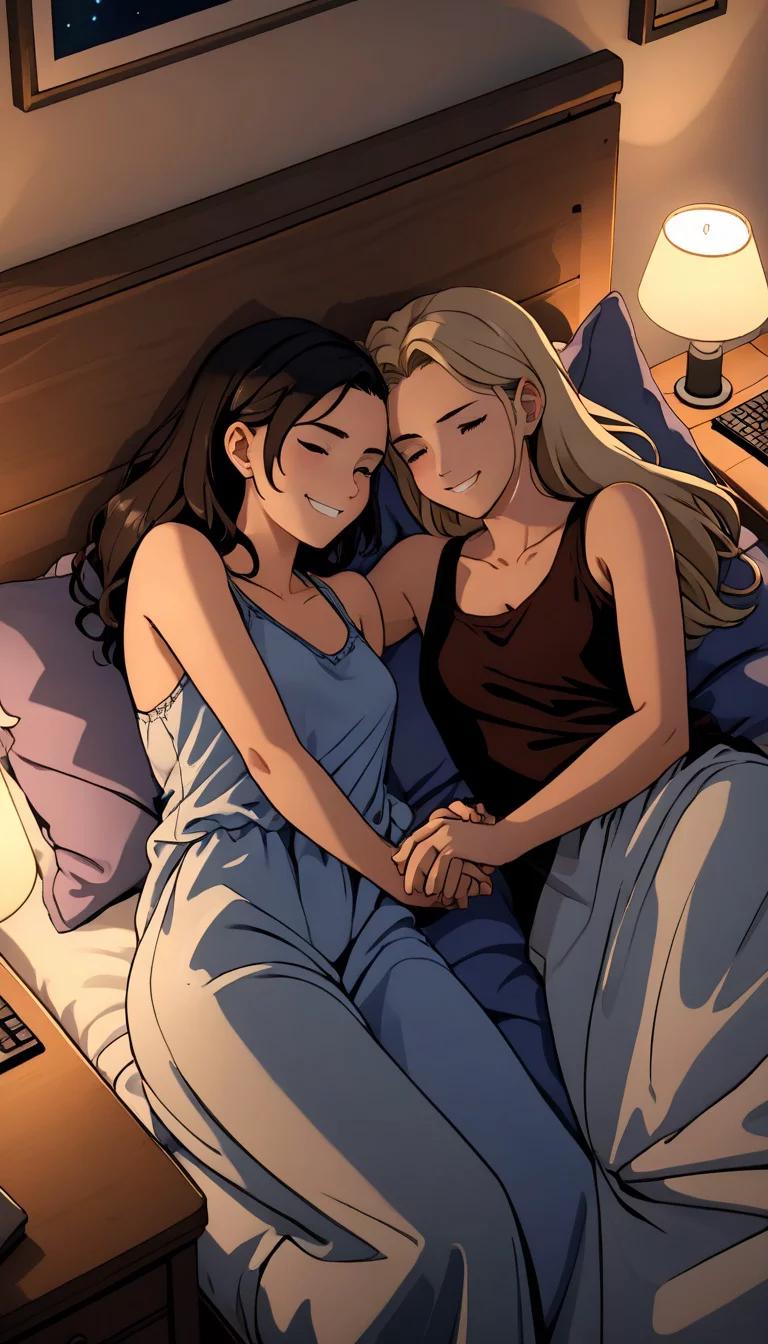 Museland-Wallpaper Rimworld Background-LesbianCoupleInBed