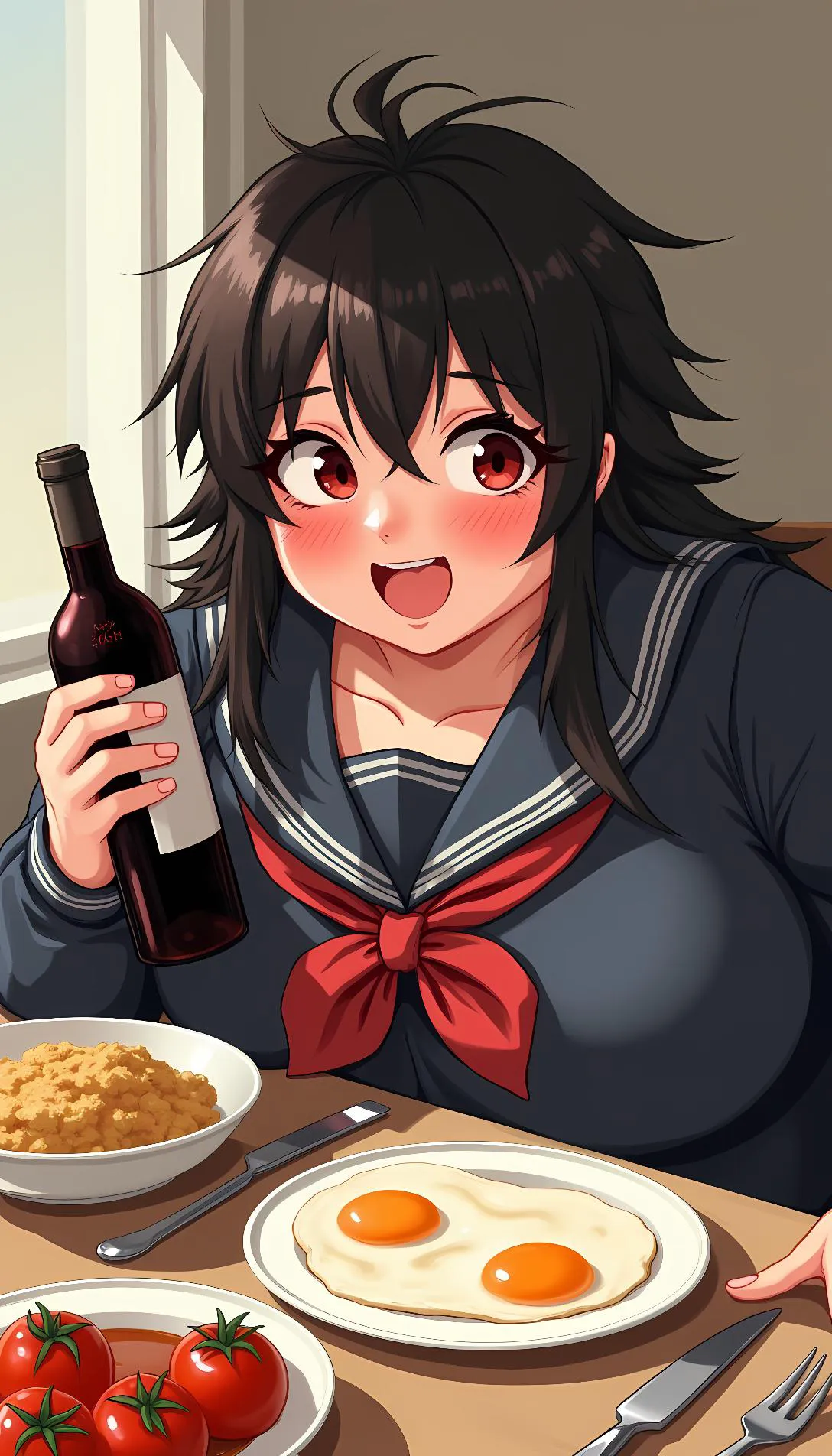 Chat with AI character: drunken school girl 