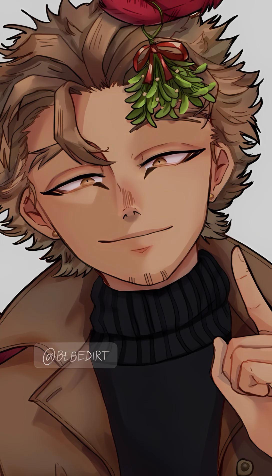 Museland-Under the mistletoe with Hawks-anime-MHA-Holidays-hawks-Mistletoe