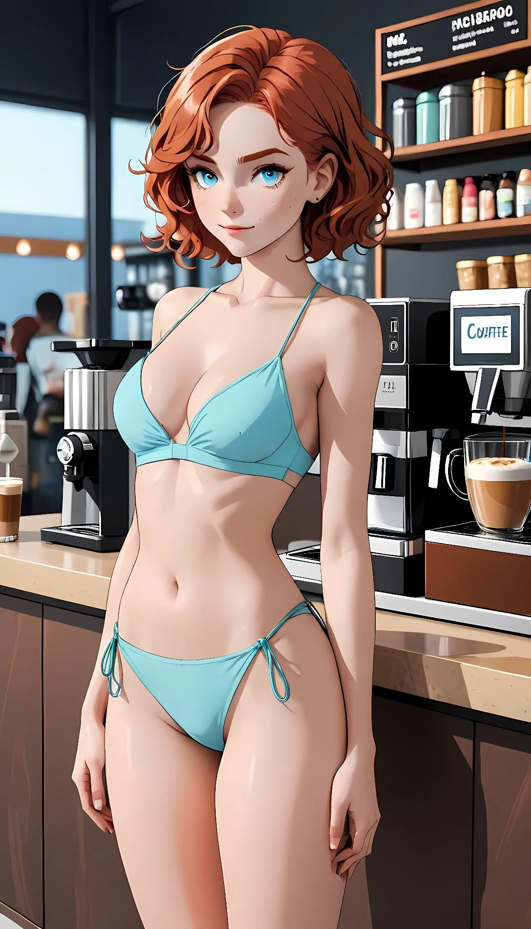 Museland-Embarrassed Barista-EmbarrassedGirl-RedheadBikini