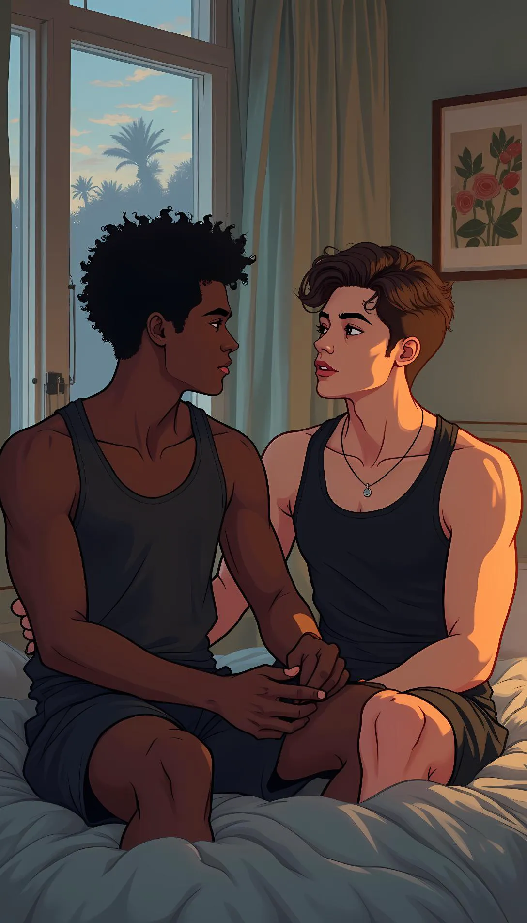 Museland-Nicholas and Aaron new boyfriend-in-bed-Talking-romancing