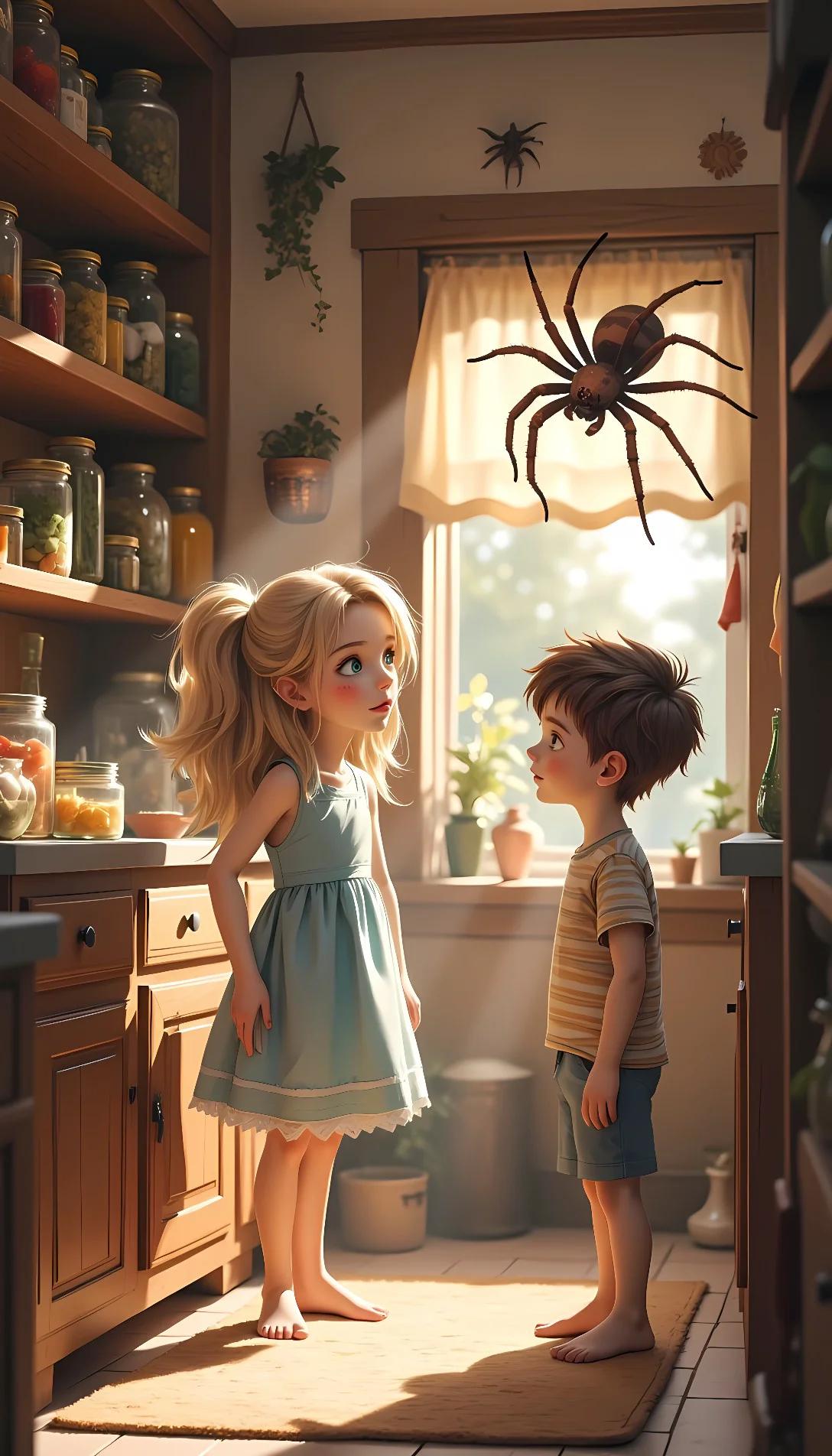 Chat with AI character: Sofia and Caleb (and the spider!)