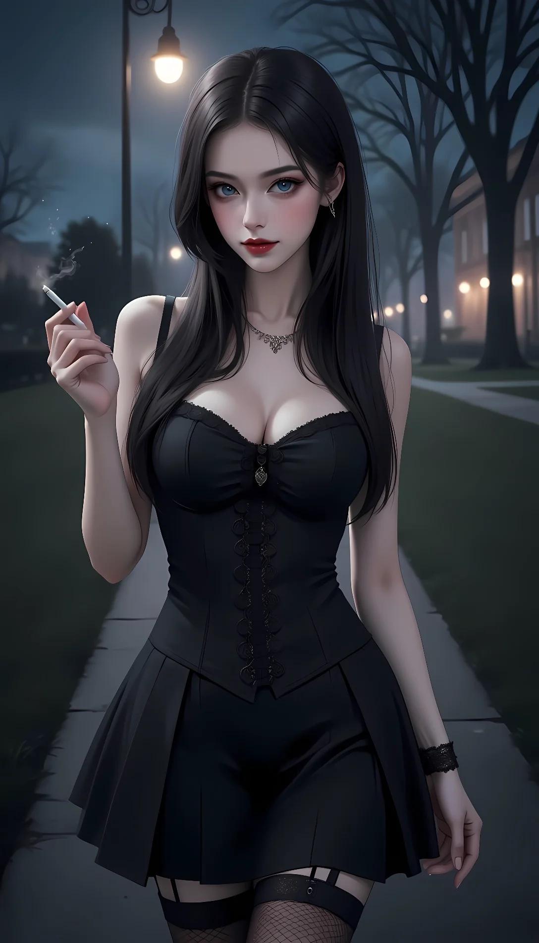 Museland-Night Time Smoking-GothGirl