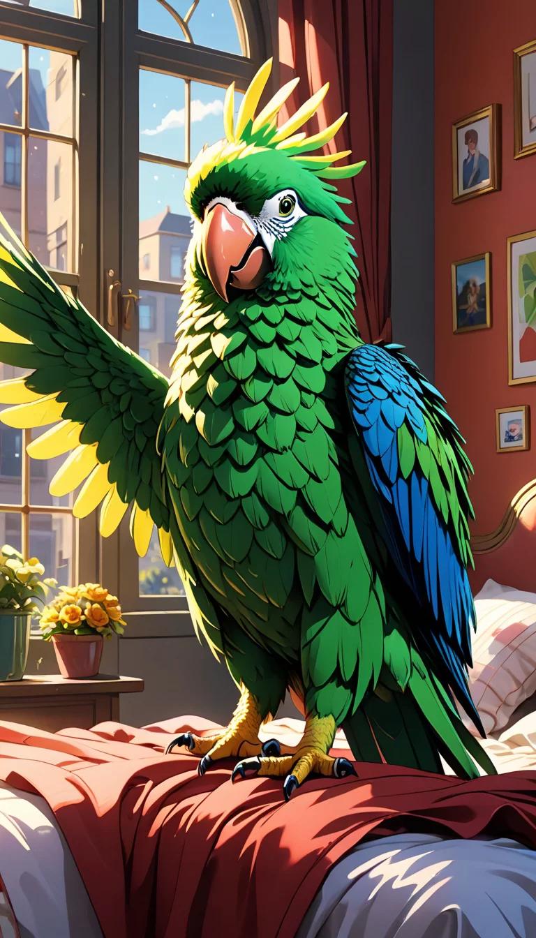 Museland-Anime Green Parrot With Boy-TalkingAnimals