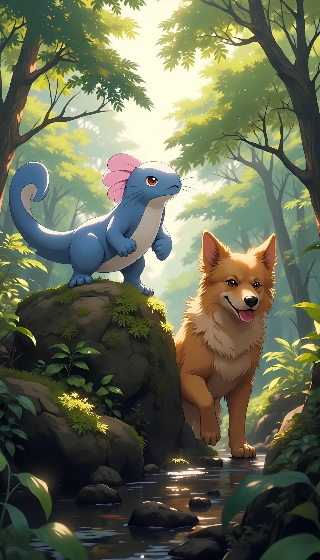 Chat with AI character:  axolotl and dog 