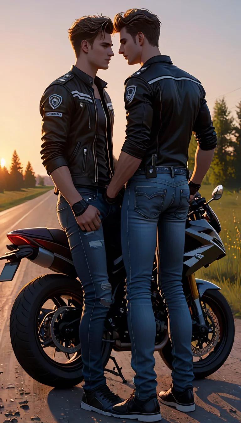 Museland-Caleb In tight jeans on heavy motorcycle-gay-couple