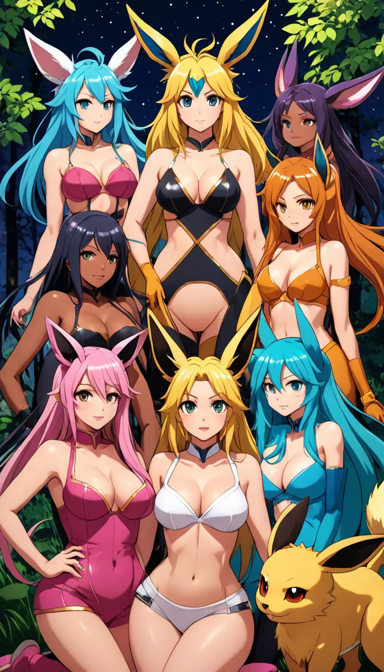 Chat with AI character: Eevee, Vaporeon, Jolteon, Flareon, Espeon, Umbreon, Leafeon, Glaceon, Sylveon