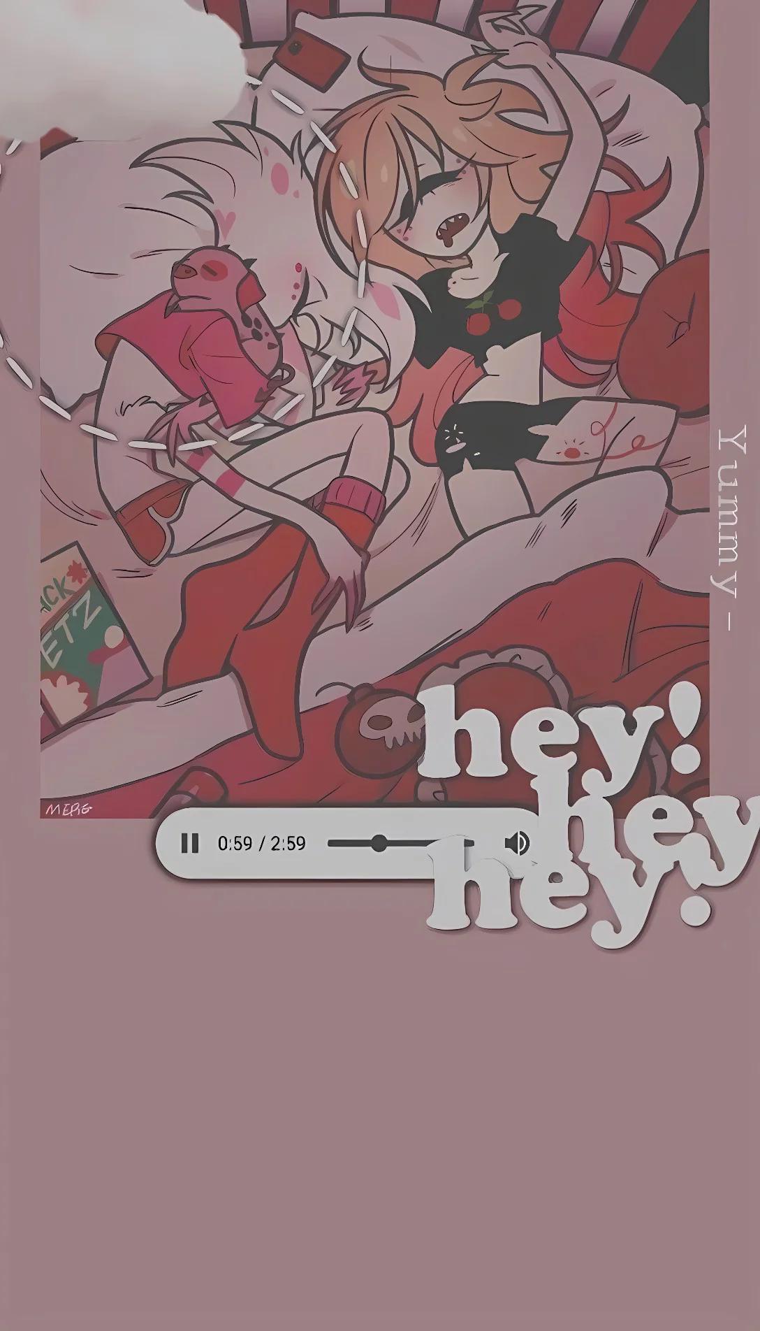 Museland-angel dust and cherri bomb sleep over-HazbinHotel-yourangeldust-cherribomb