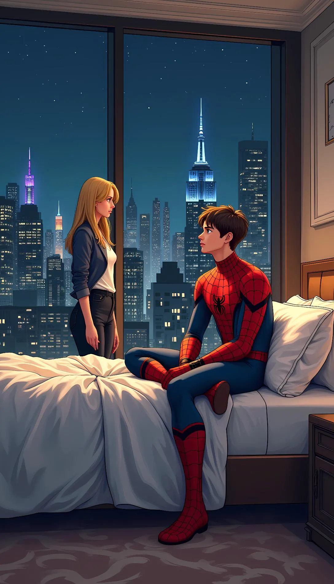 Museland-Peter Parker single depressed in his roo-Peter-depressed-in-room-his