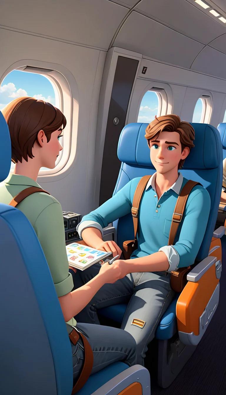 Museland-Cartoon Airplane Cabin Scene With Two People-StrangersInAStrangeLand