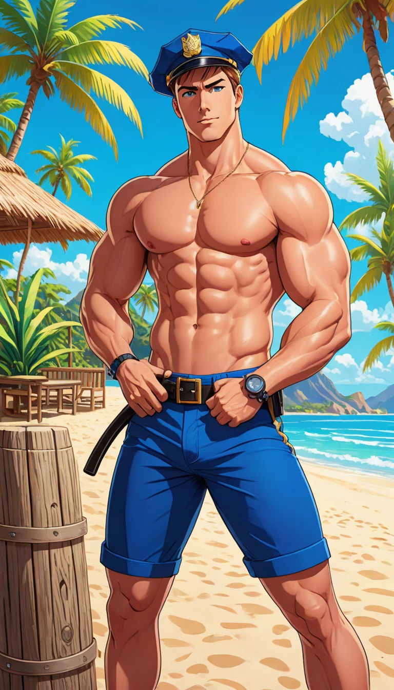 Museland-Undercover Heat at the Beach-ShirtlessCop-HotBlueEyes