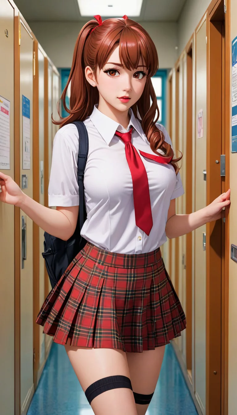 Museland-Teasing in the Hallway-TheTease-BustySchoolgirl