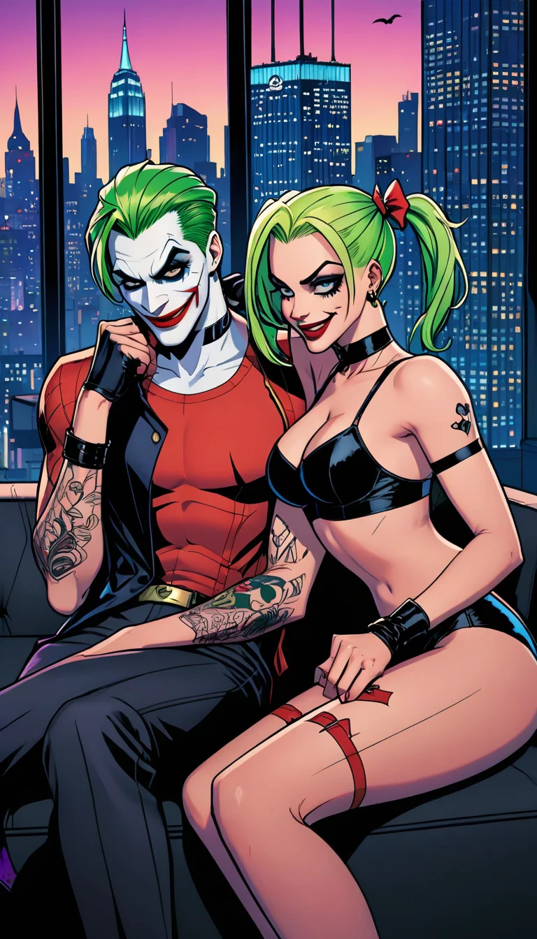 Museland-Couch Chaos with Clowns-DCComics-VillainousLoveDuo