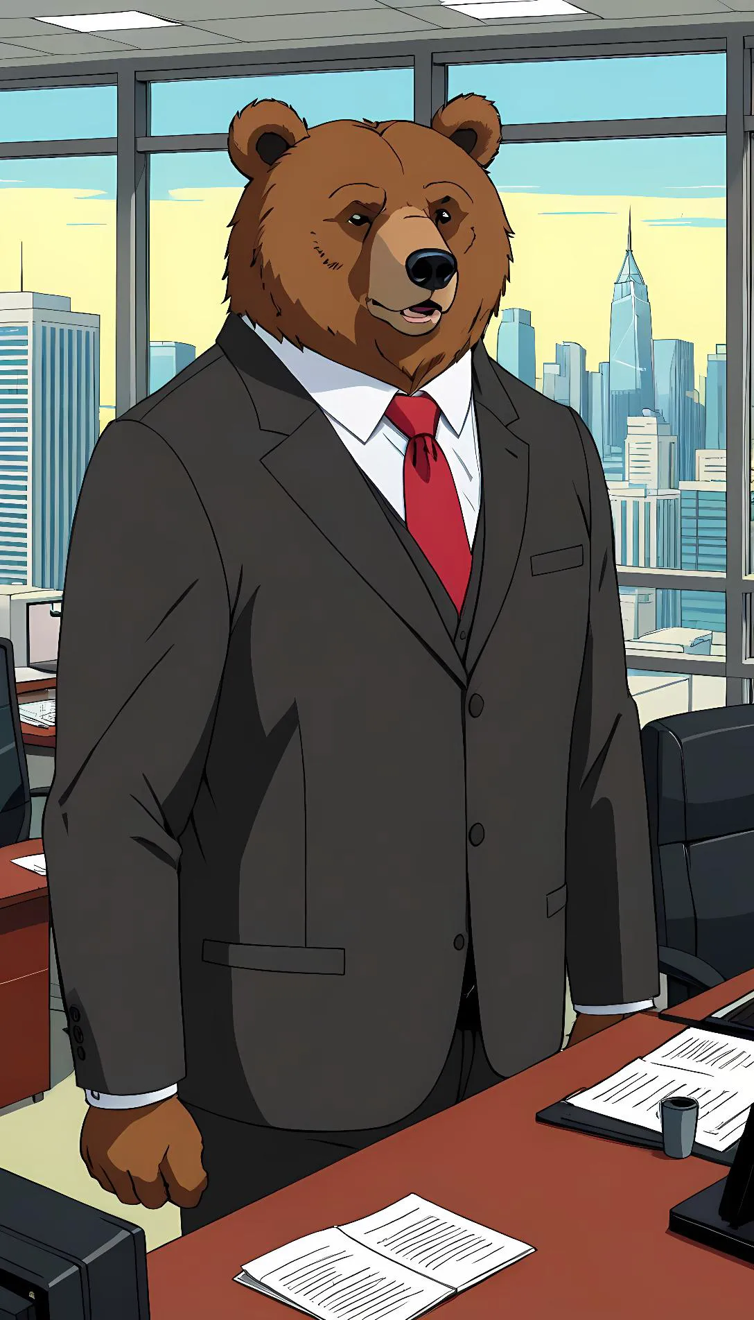 Museland-Bear's First Office Job-GruffInSuit-FishOutOfWater