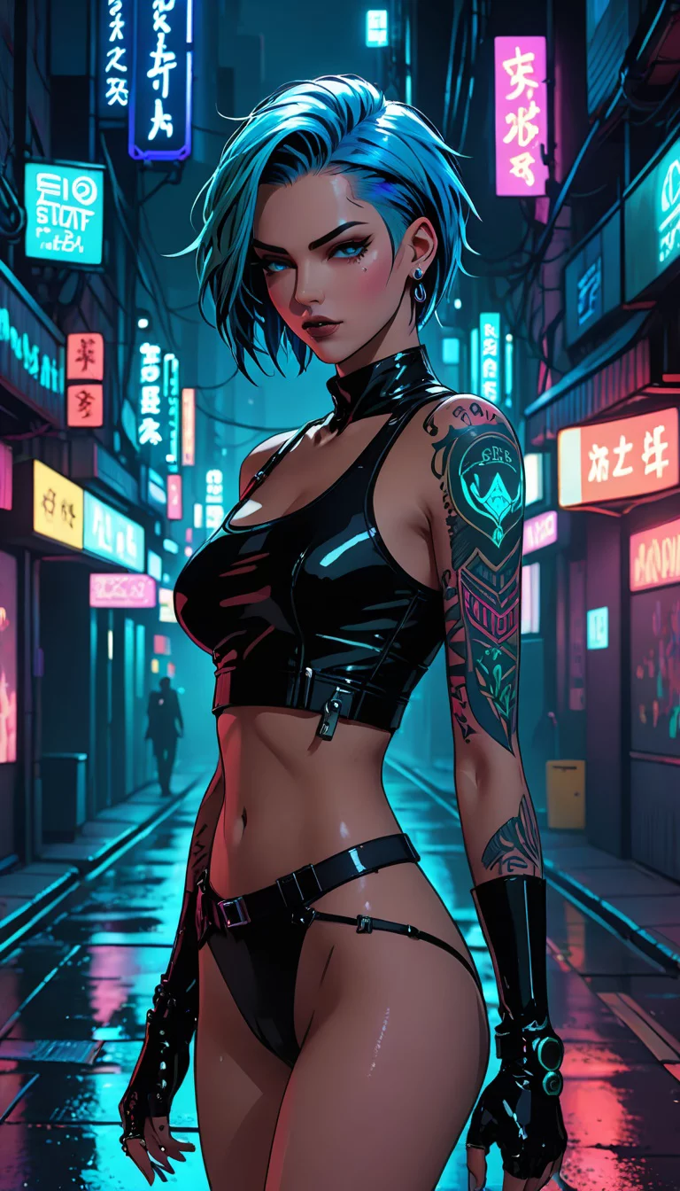 Museland-Seduction in Neon Shadows-femmefatale-cyberbeauty