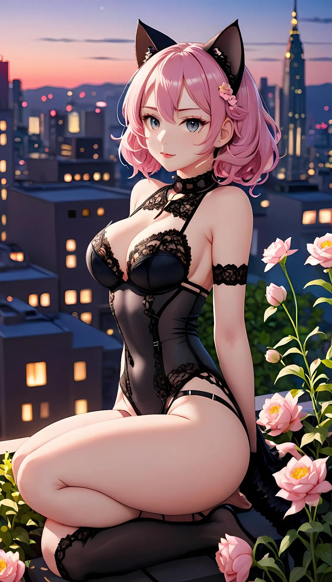 Museland-Rooftop Rendezvous with Miaoulin-forbiddenromance-sexycatgirl