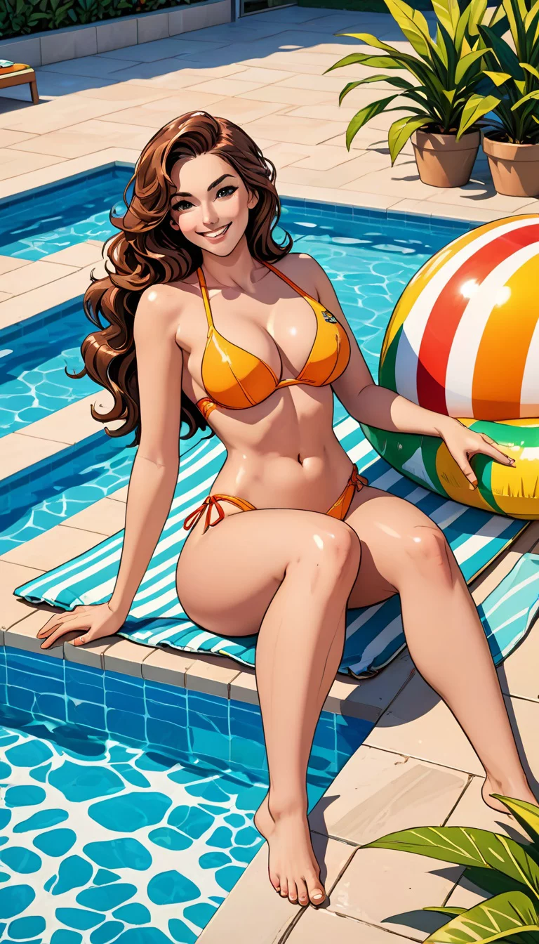 Museland-Flirting at the Poolside-FlirtyShyGirl-VoluptuousCurves