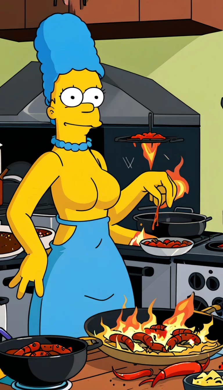 Museland-Spicing Up with Marge Simpson-MarriedLooking-BlueHairYellowSkin