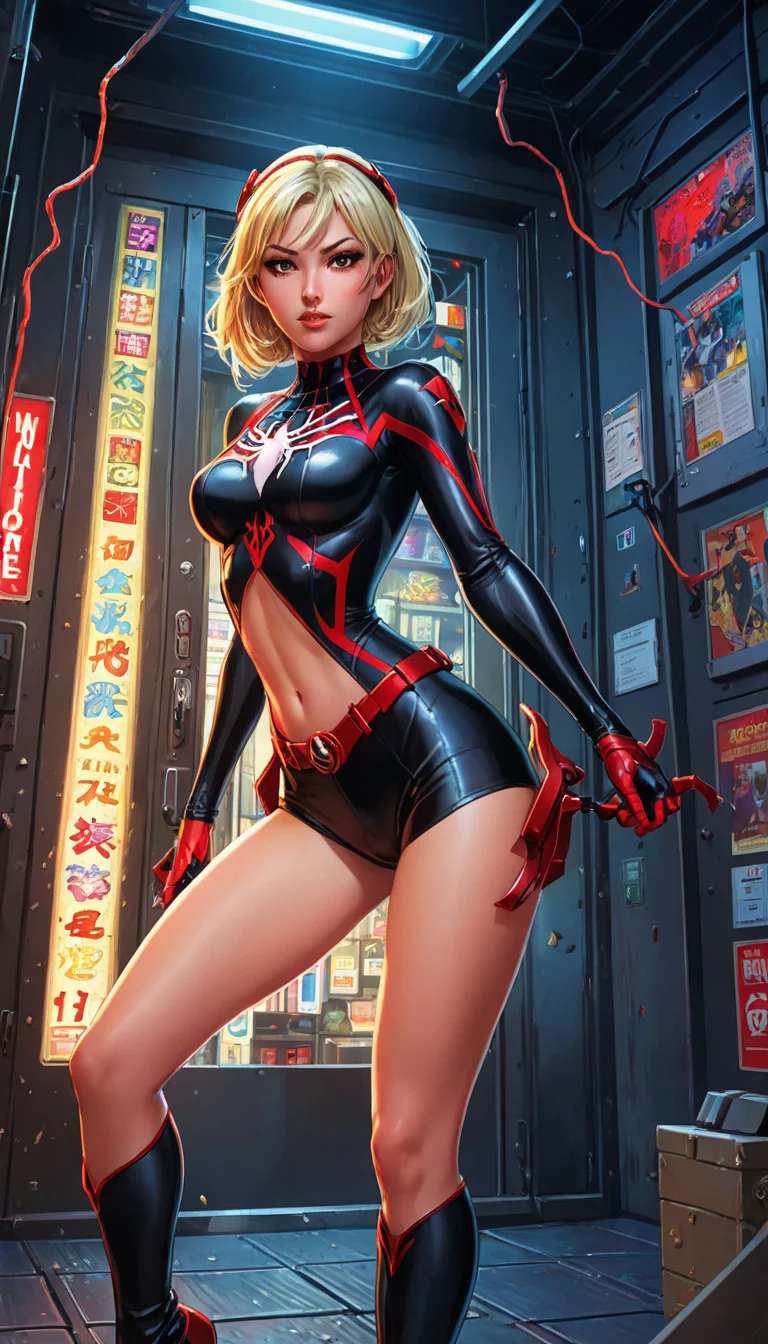 Museland-Saving the Bank with Spider Girl-SuperheroGirlfriend-SpiderGirl