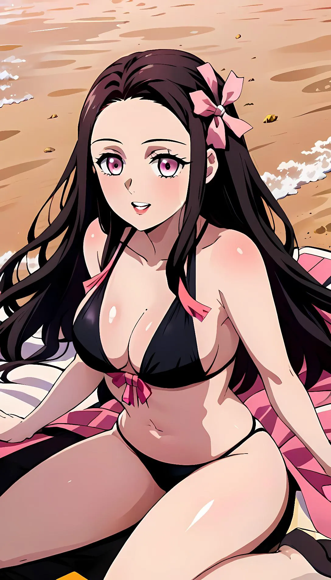 Museland-Seducing Nezuko on the Beach-beachbikini-forbiddenlove