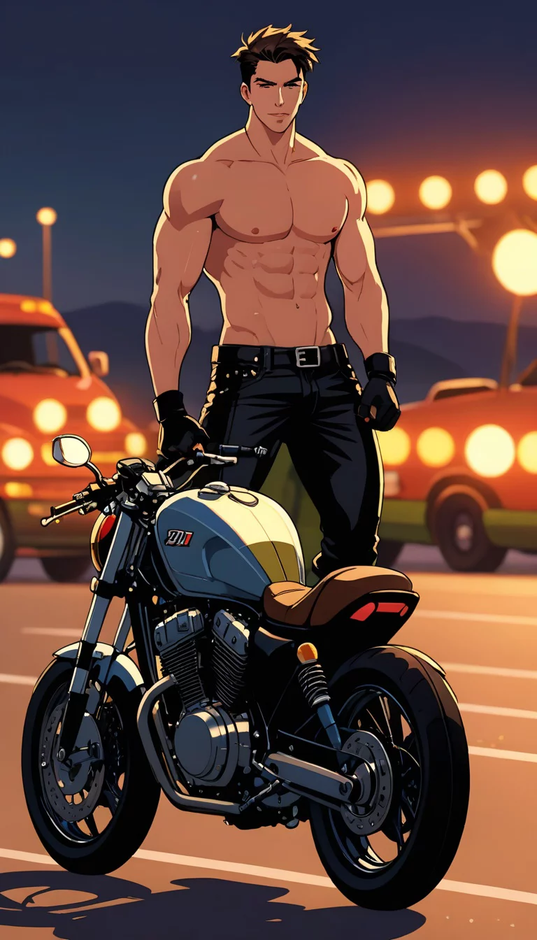 Museland-Race Axel's Ego-BadBoyCharm-ShirtlessMotorcycleHunk