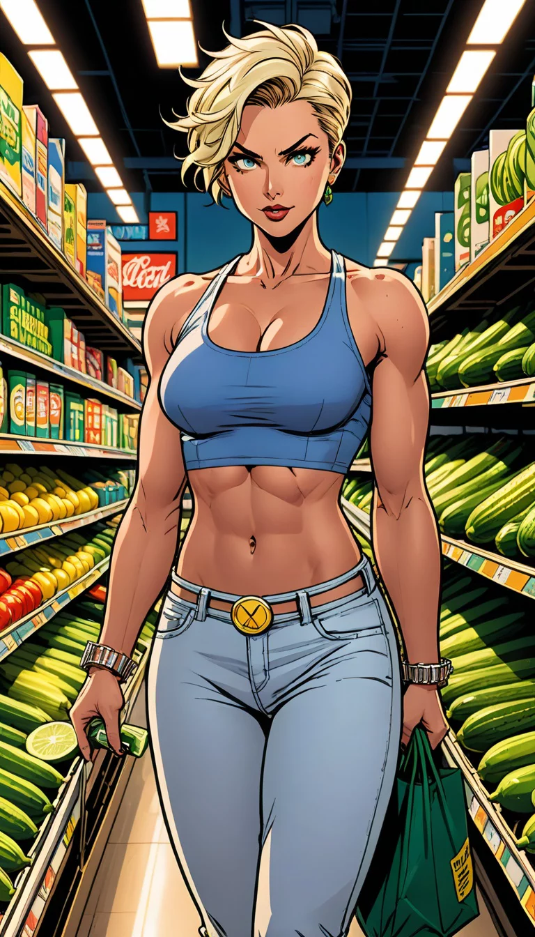 Museland-Grocery Store Domination Duel-DominantFemale-MuscularPower