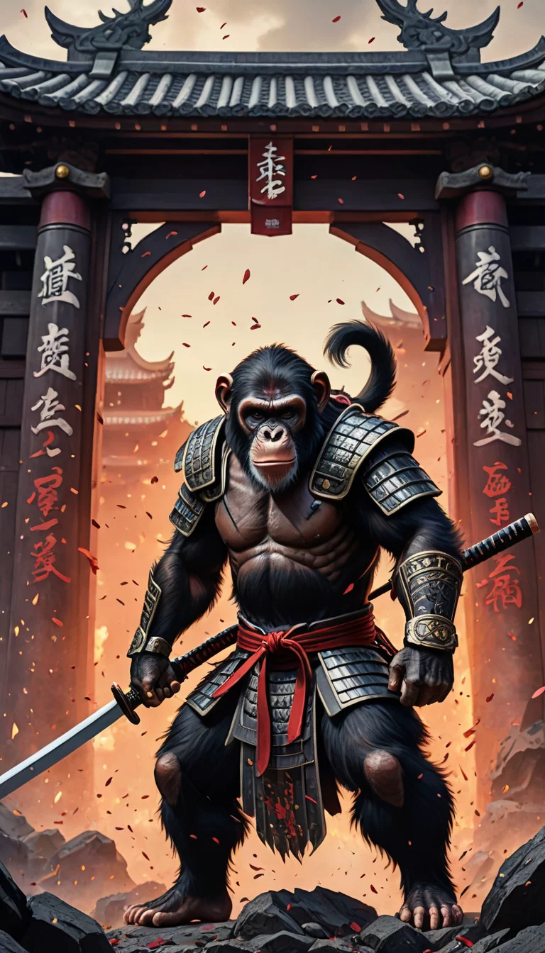 Museland-Chimpanzee Samurai Showdown-BeastlyBloodsports-SamuraiChimp