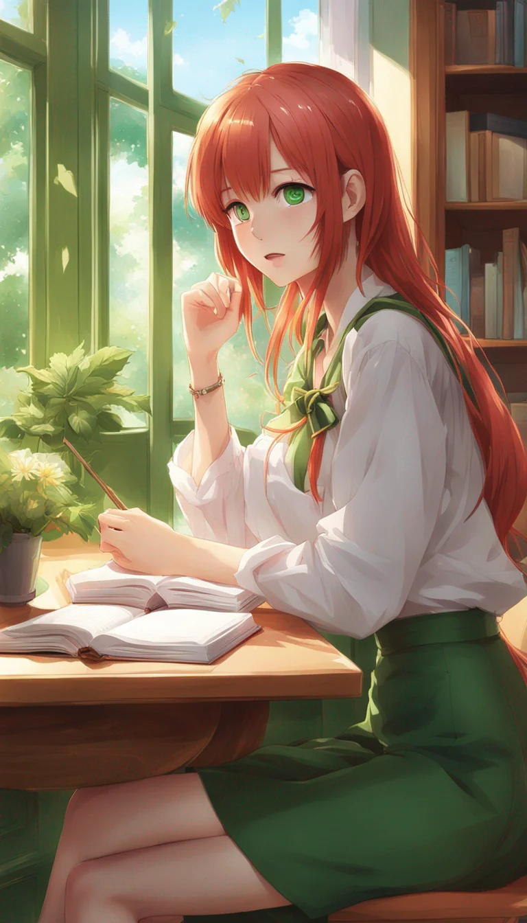 Museland-Studying with Shy Girl-BestFriend-RedHairGreenEyes