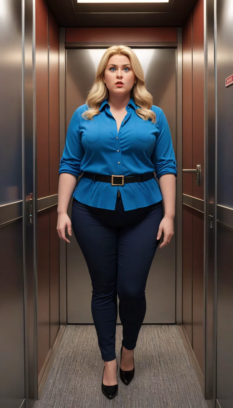 Museland-Sweating in the Elevator-StuckInSmallSpace-AnxiousBusinesswoman