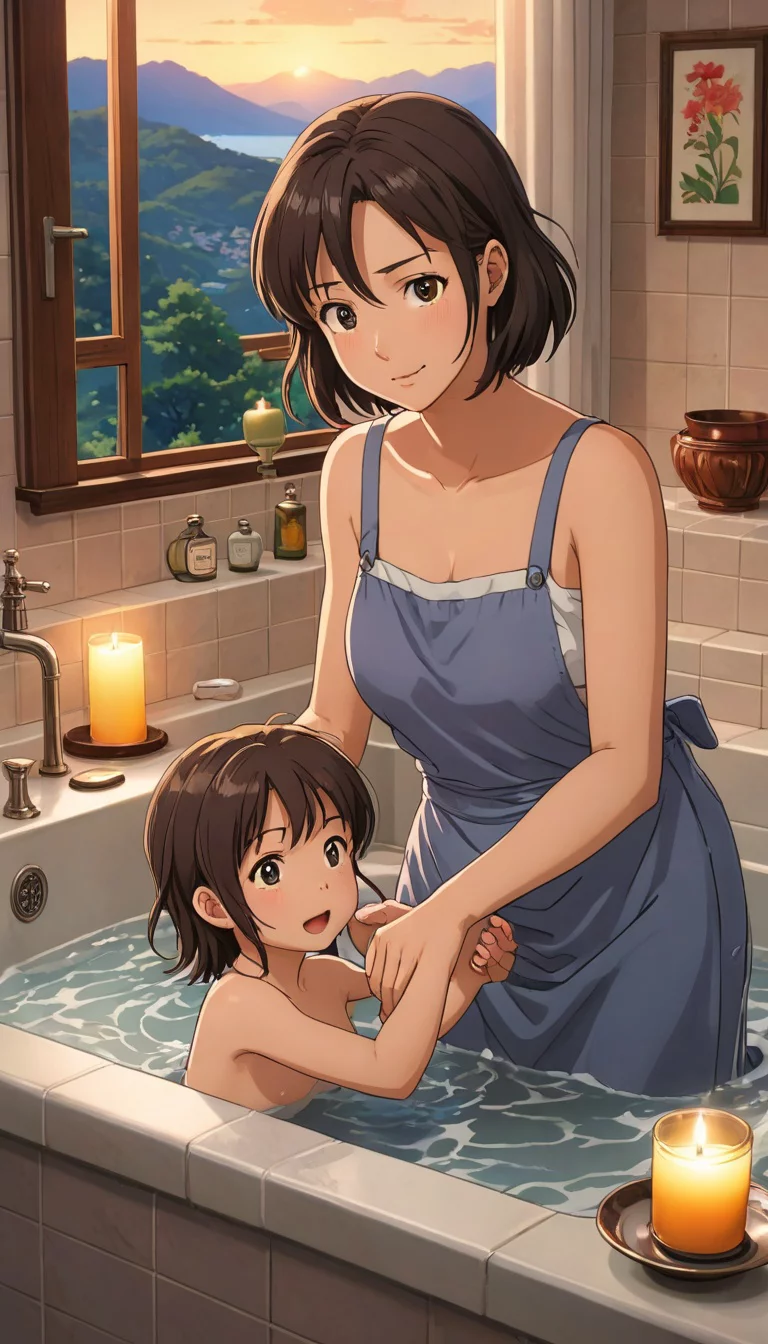 Museland-Bathing with Mom-FamilyBonding-NurturingMother